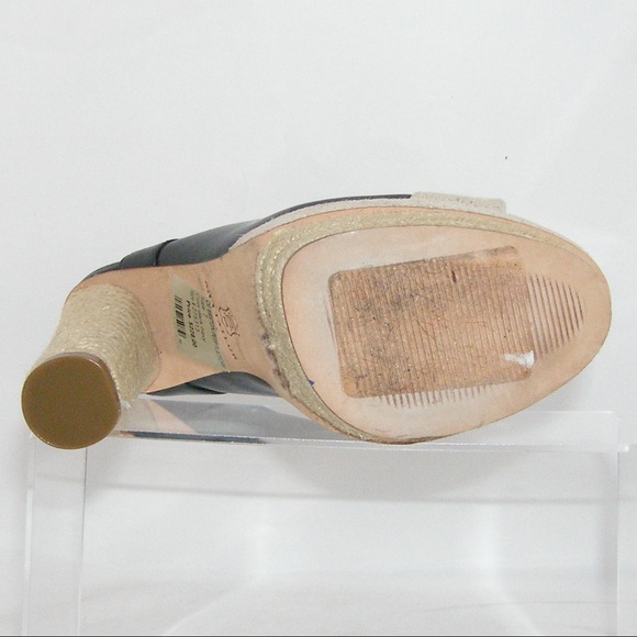 Ann Taylor Briston blue leather espadrille heel 7M - Picture 6 of 8